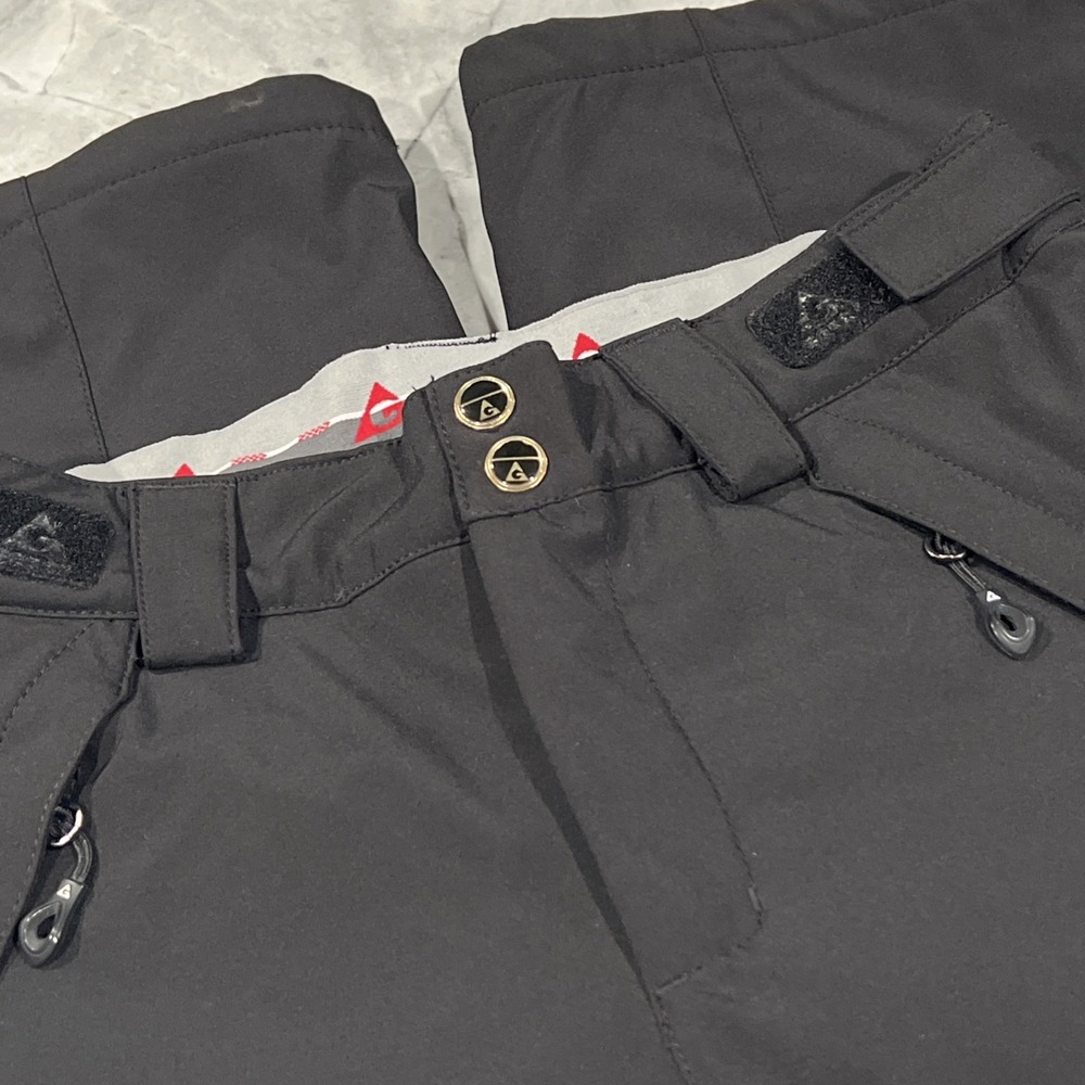 Gerry Womens Black Flat Front Snow Pants Double Button Zip Pockets Size S